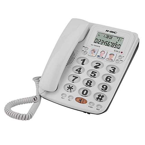 Lazmin Teléfono con Cable de 2 Hilos, teléfono Fijo con reducción de Ruido, con Altavoz, con identificador de Llamadas, se Puede Utilizar en el Hotel de la Oficina en casa