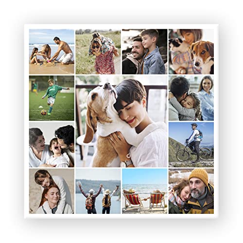 oops ORIGINALOOPS.COM, Lienzo collage personalizado con tus fotos. De 2 a 13 fotos, varios tamaños. Regalo personalizado. (40x40, 12+1 fotos - Cuadrado)